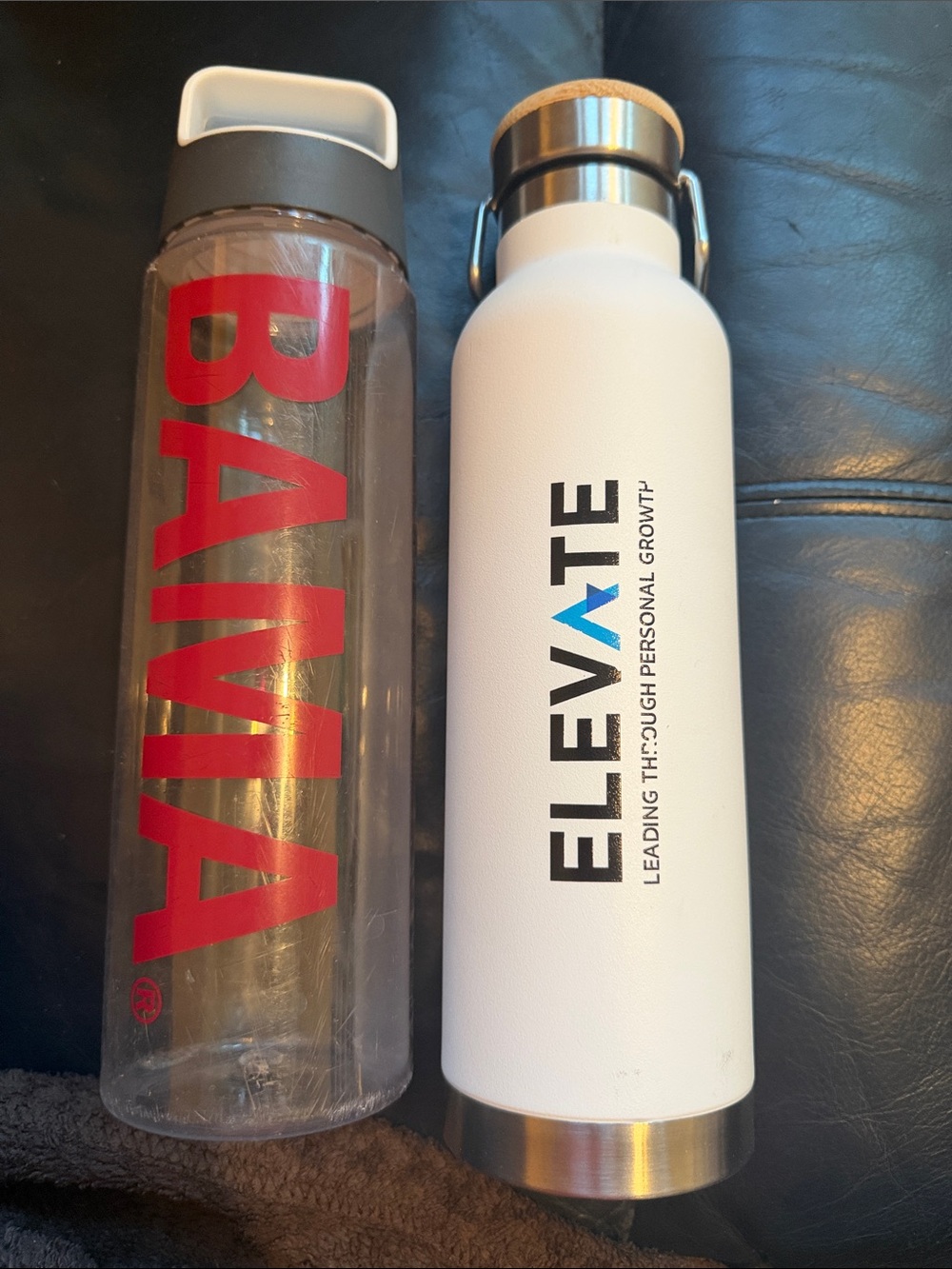 Alabama Clear Water Bottle with Red Logo and Gray Cap Elevate water bottle